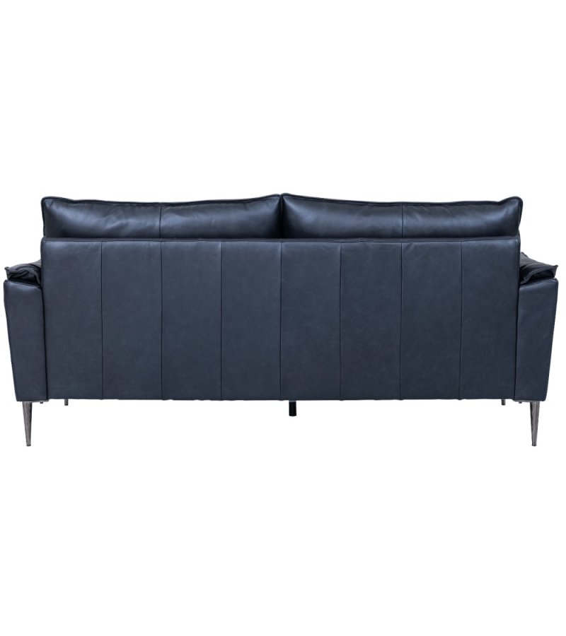 Soul 3-seters sofa - svart semianilinskinn og svart metall