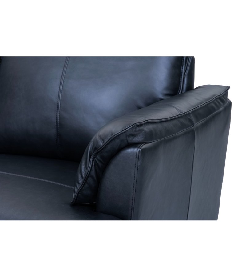 Soul 3-seters sofa - svart semianilinskinn og svart metall