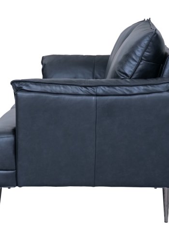 Soul 3-seters sofa - svart semianilinskinn og svart metall