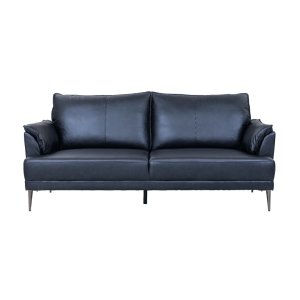 Soul 3-seters sofa - svart semianilinskinn og svart metall
