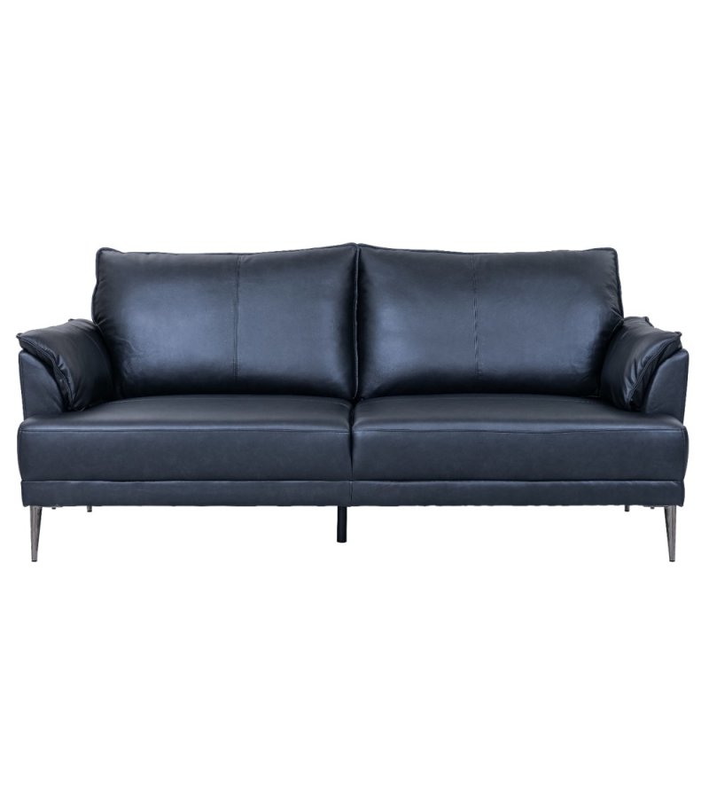 Soul 3-seters sofa - svart semianilinskinn og svart metall