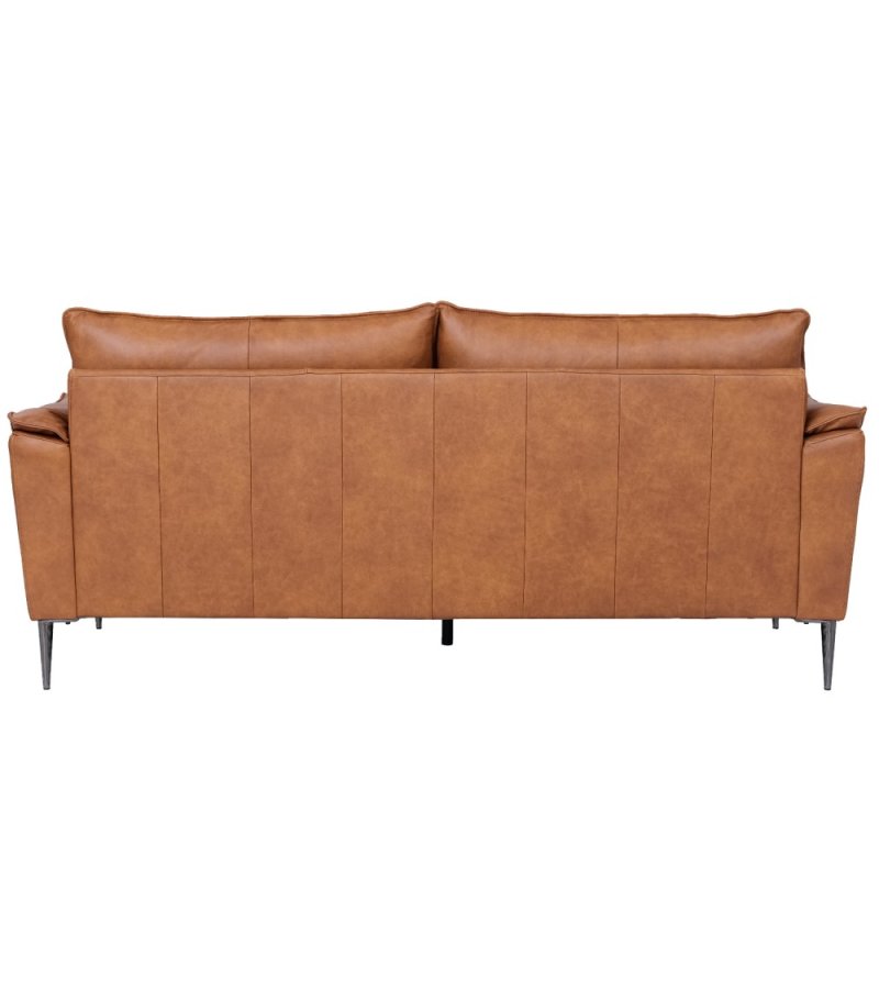 Soul 3-seters sofa - lysebrunt semianilinskinn og sort metall