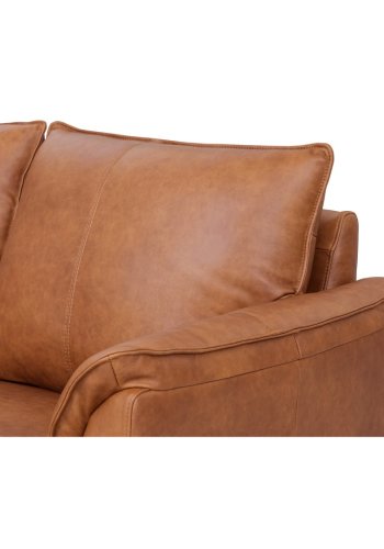 Soul 3-seters sofa - lysebrunt semianilinskinn og sort metall