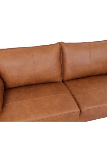 Soul 3-seters sofa - lysebrunt semianilinskinn og sort metall