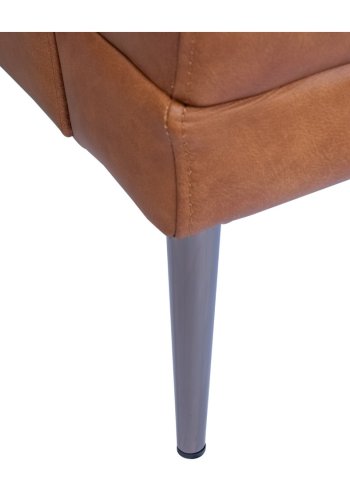 Soul 3-seters sofa - lysebrunt semianilinskinn og sort metall