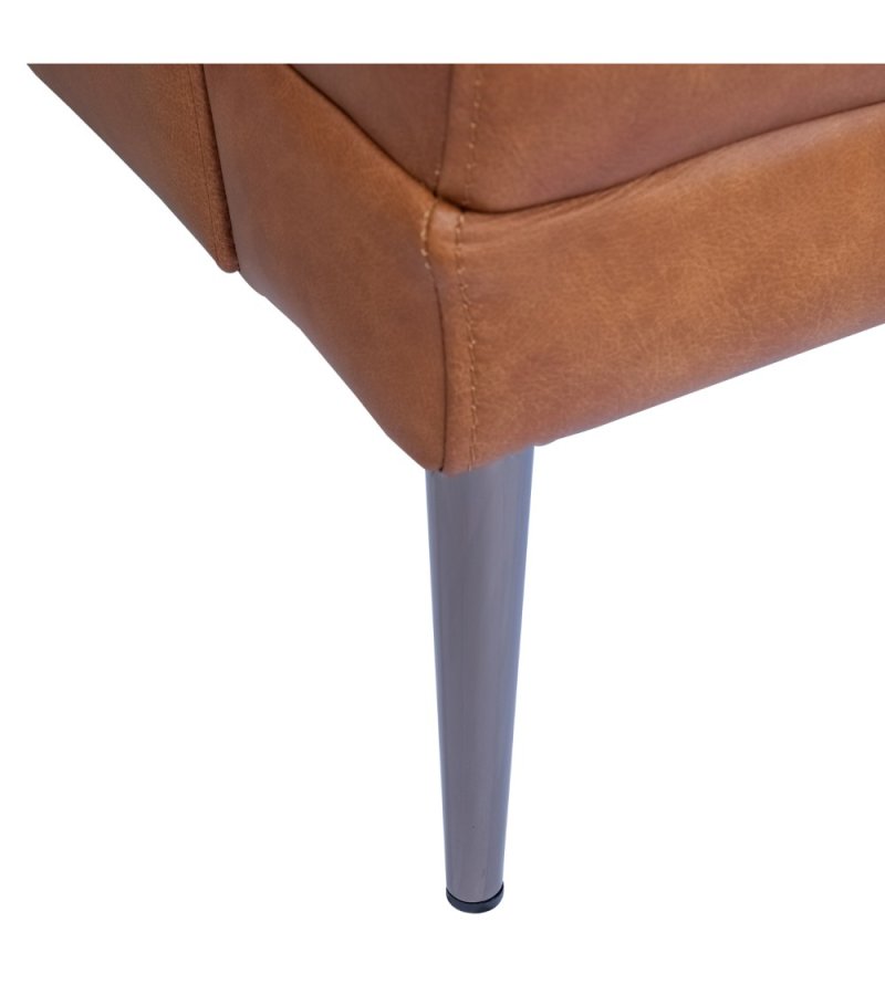 Soul 3-seters sofa - lysebrunt semianilinskinn og sort metall