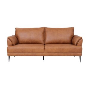 Soul 3 pers. sofa - lysebrun semianilin lder og sort metal