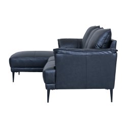 Soul sofa, m. venstre chaiselong - sort semianilin l�der og sort metal -  Furnhouse
