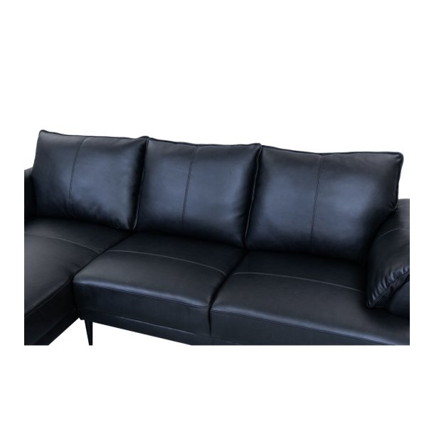 Soul sofa, m. venstre chaiselong - sort semianilin l�der og sort metal -  Furnhouse