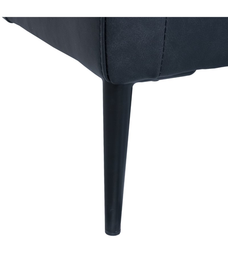 Soul sofa, med venstre sjeselong - svart semianilinskinn og svart metall