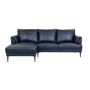 Soul sofa, m. venstre chaiselong - sort semianilin l�der og sort metal -  Furnhouse