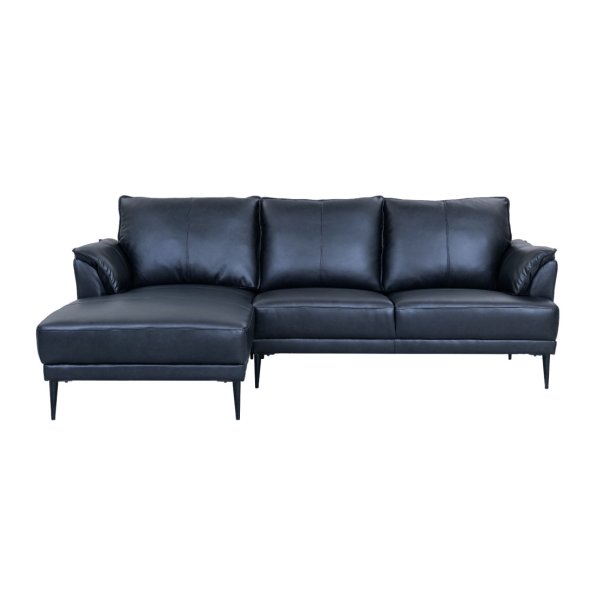 Soul sofa, m. venstre chaiselong - sort semianilin l�der og sort metal -  Furnhouse