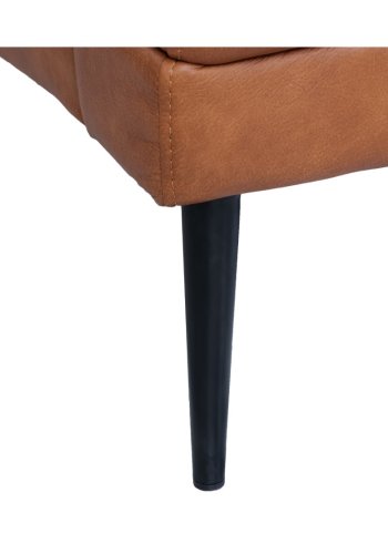 Soul sofa, med venstre sjeselong - lysebrunt semianilinskinn og sort metall