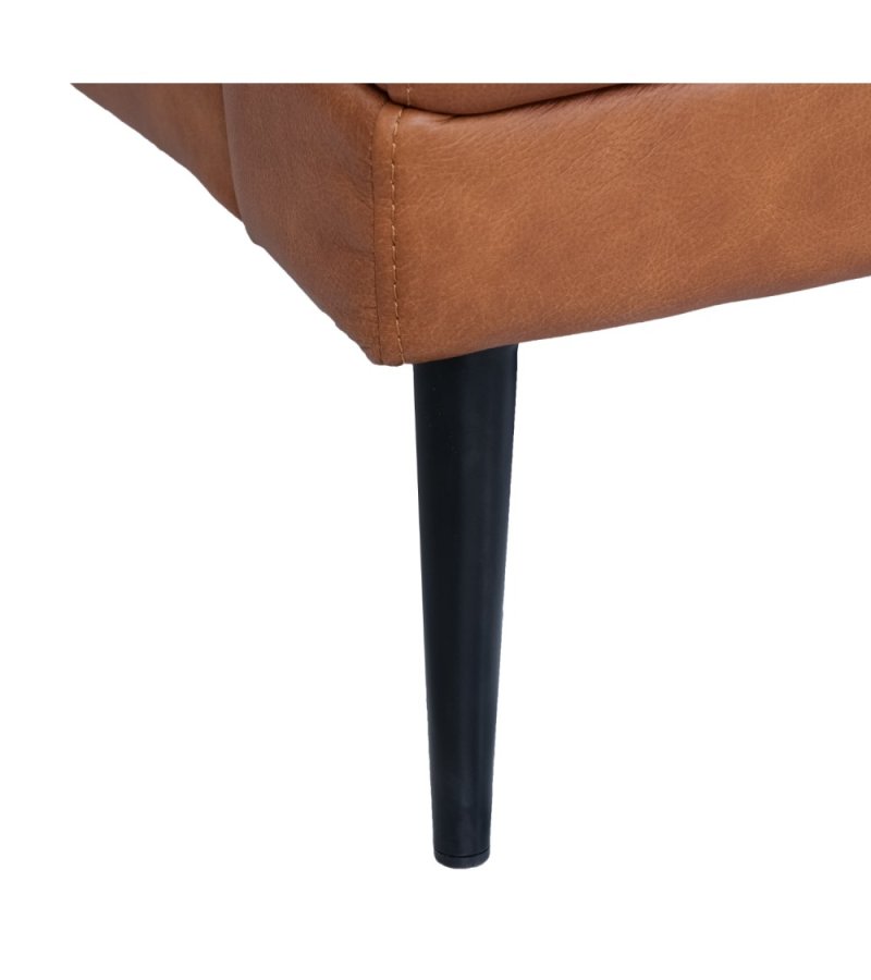 Soul sofa, med venstre sjeselong - lysebrunt semianilinskinn og sort metall