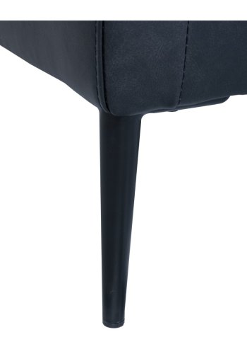 Soul sofa, med hyre sjeselong - svart semianilinskinn og sort metall