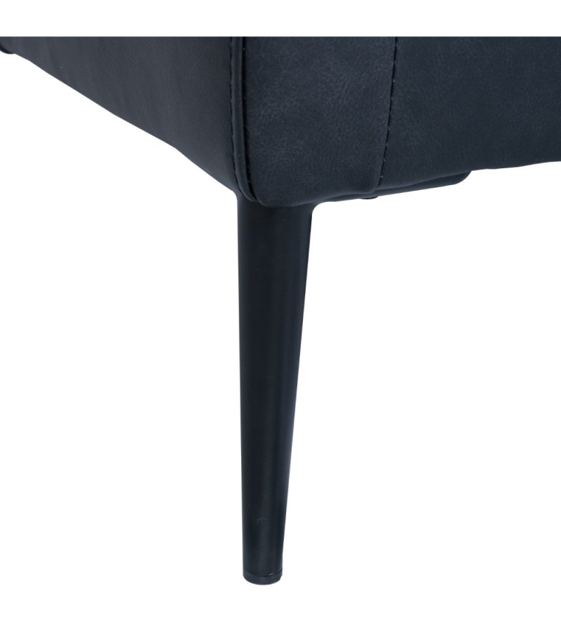 Soul sofa, med hyre sjeselong - svart semianilinskinn og sort metall