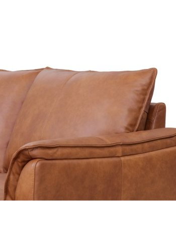 Soul sofa, med hyre sjeselong - lysebrunt semianilinskinn og sort metall