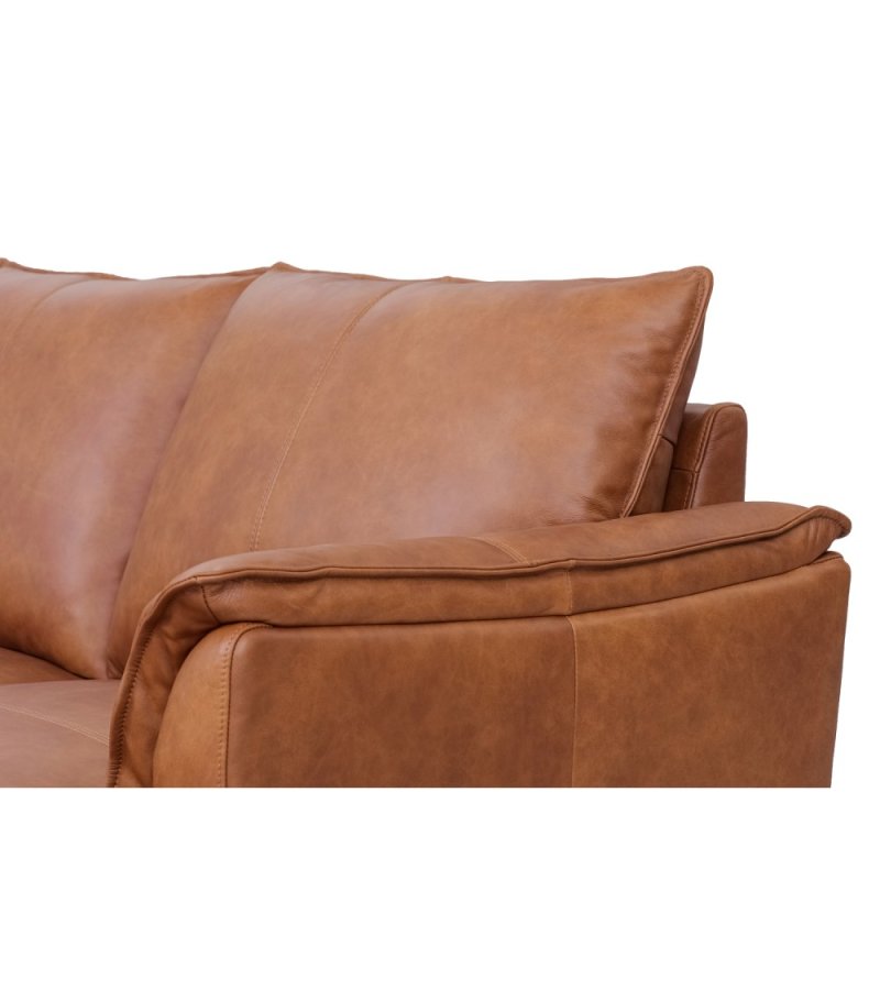 Soul sofa, med hyre sjeselong - lysebrunt semianilinskinn og sort metall