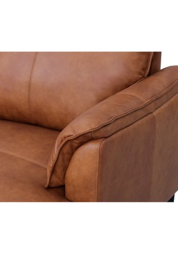 Soul sofa, med hyre sjeselong - lysebrunt semianilinskinn og sort metall