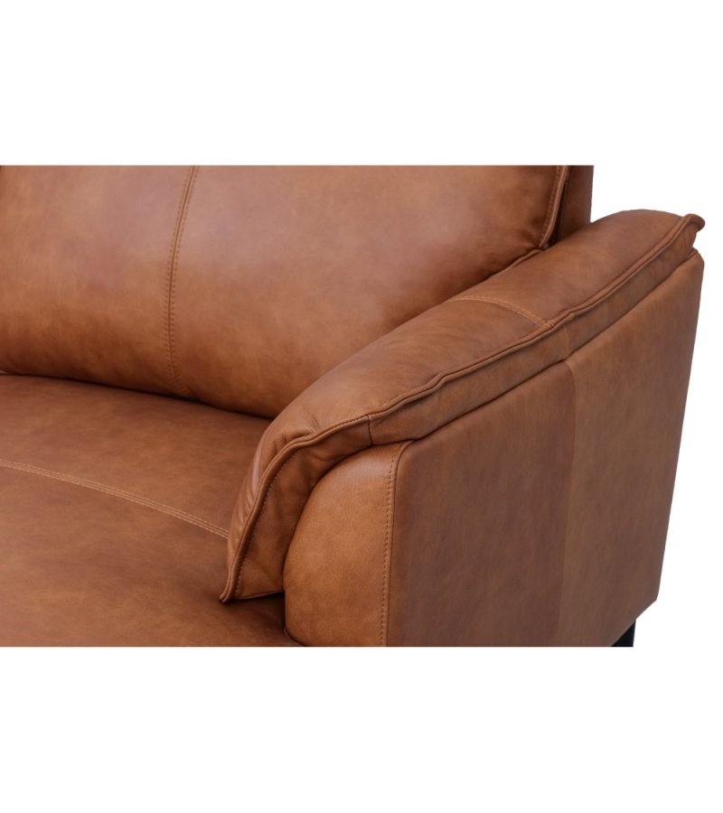 Soul sofa, med hyre sjeselong - lysebrunt semianilinskinn og sort metall