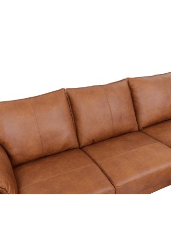 Soul sofa, med hyre sjeselong - lysebrunt semianilinskinn og sort metall