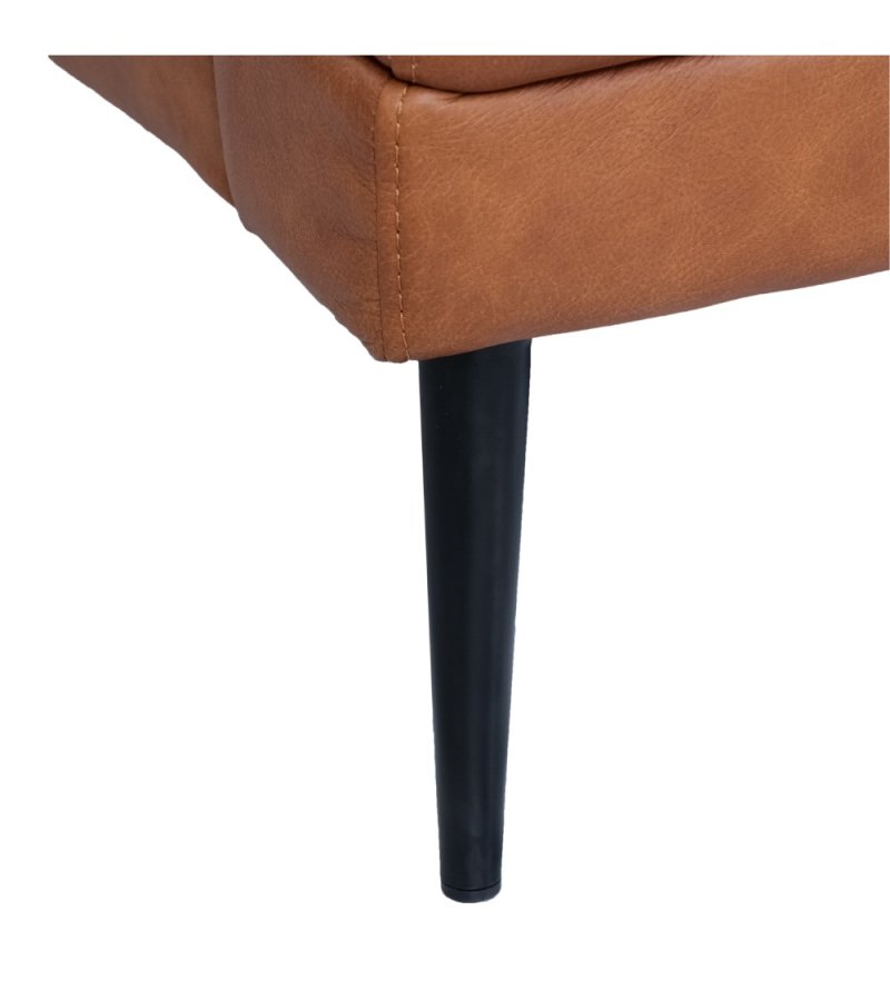 Soul sofa, med hyre sjeselong - lysebrunt semianilinskinn og sort metall