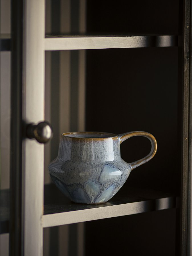 CREATIVE COLLECTION Bessie Becher, Blau, Steingut (D10xH9 cm, 4er-Set)