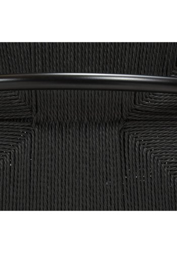 DAN-FORM Stiletto Esszimmerstuhl, mit Armlehnen – schwarze Papierkordel und schwarzer Stahl