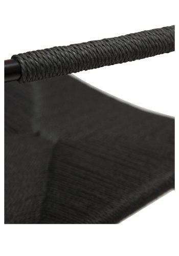 DAN-FORM Stiletto Esszimmerstuhl, mit Armlehnen – schwarze Papierkordel und schwarzer Stahl