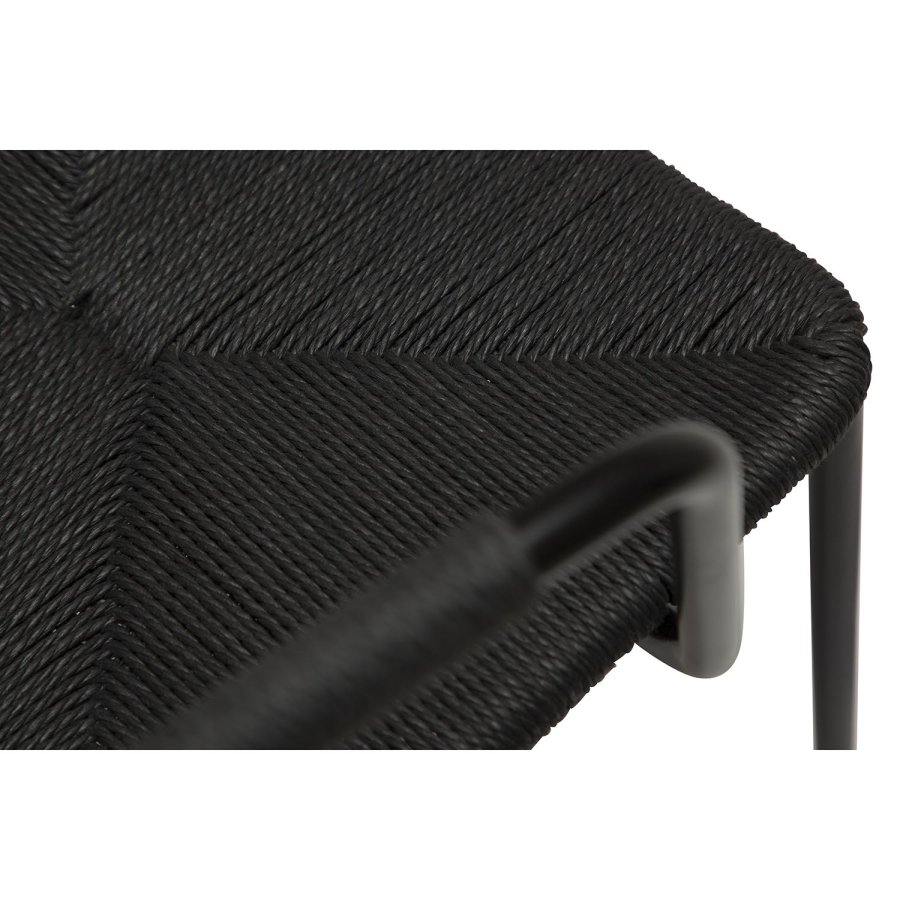 DAN-FORM Stiletto Esszimmerstuhl, mit Armlehnen – schwarze Papierkordel und schwarzer Stahl