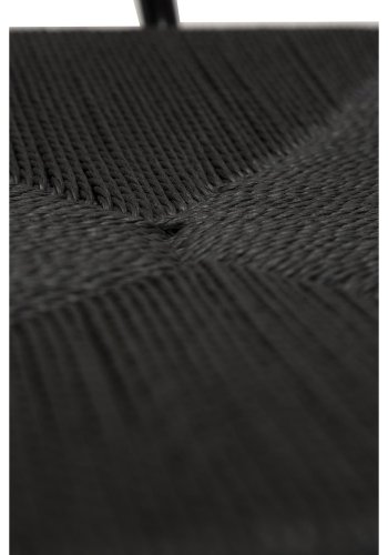 DAN-FORM Stiletto Esszimmerstuhl, mit Armlehnen – schwarze Papierkordel und schwarzer Stahl