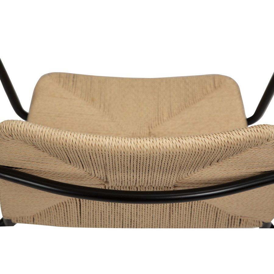 DAN-FORM Stiletto spisebordsstol, med armlener - naturpapirsnor og sort stl