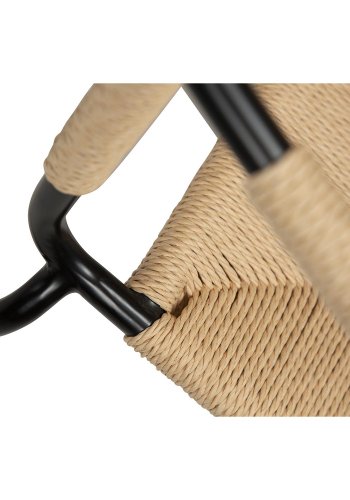 DAN-FORM Stiletto spisebordsstol, med armlener - naturpapirsnor og sort stl
