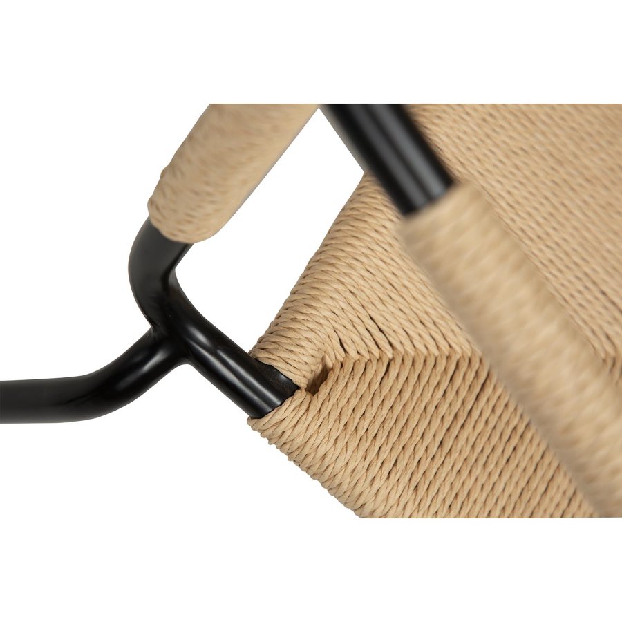 DAN-FORM Stiletto spisebordsstol, med armlener - naturpapirsnor og sort stl