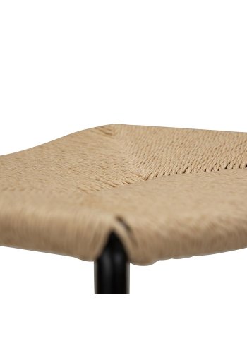 DAN-FORM Stiletto Barhocker, mit Fußstütze – natürliche Papierkordel und schwarzer Stahl