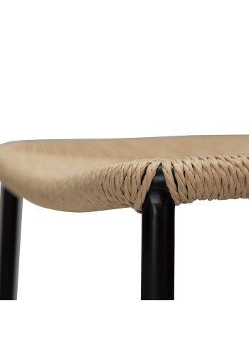 DAN-FORM Stiletto Barhocker, mit Fußstütze – natürliche Papierkordel und schwarzer Stahl