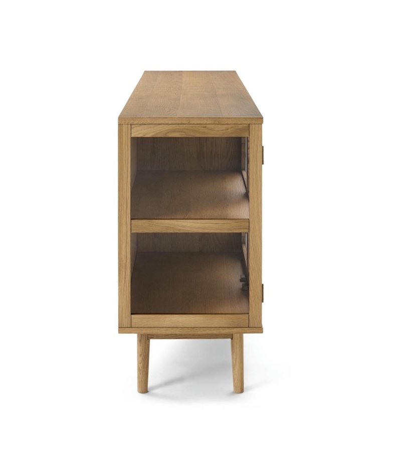 Svendborg Stor sk�nk, m. 4 l�ger og 2 hylder - glas og natur egetr�sfin�r og egetr�