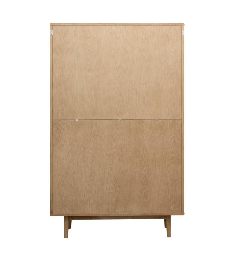 Svendborg H�jt vitrineskab, m. 2 l�ger og 3 hylder - glas og natur egetr�sfin�r og egetr�