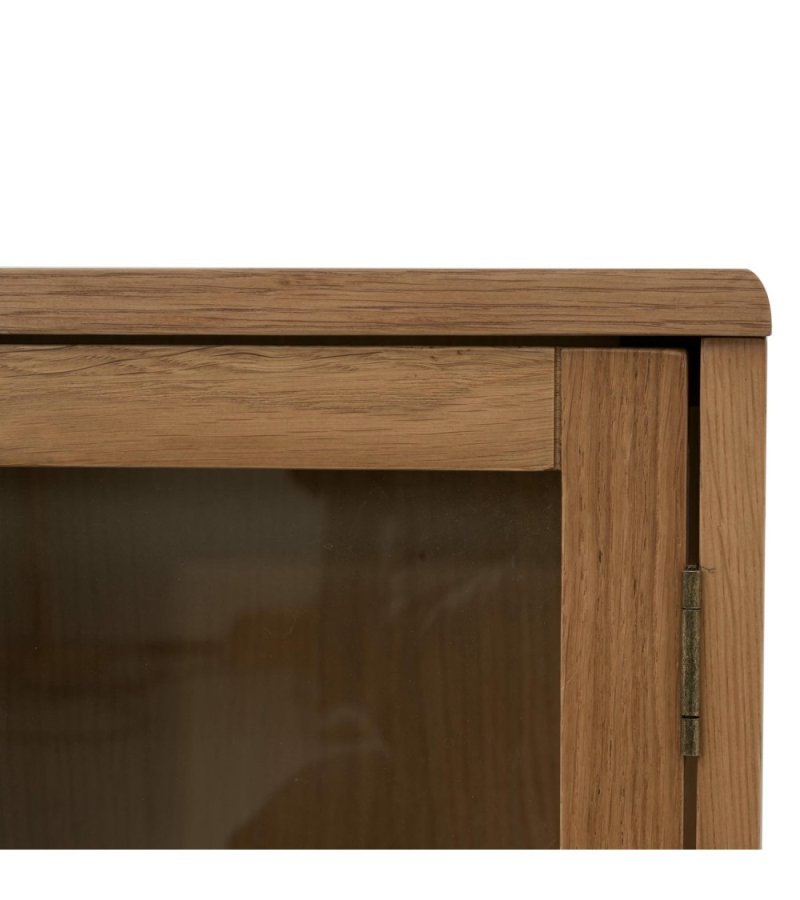 Svendborg H�jt vitrineskab, m. 2 l�ger og 3 hylder - glas og natur egetr�sfin�r og egetr�