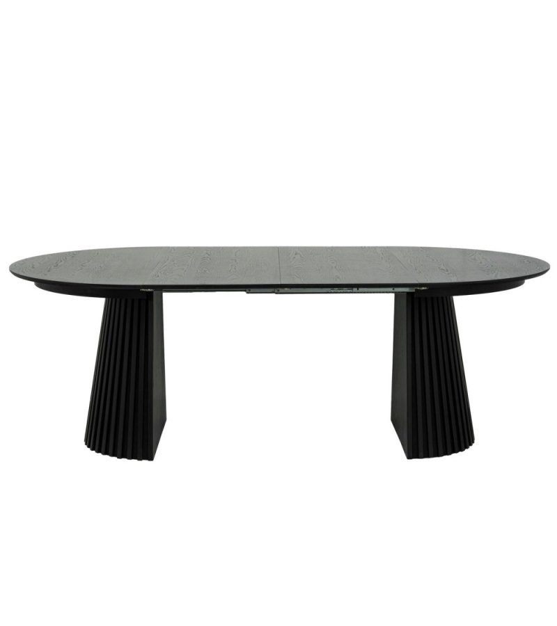 Svendborg spisebord, rund, m. 2 till�gsplader - sort egetr�sfin�r (�120)