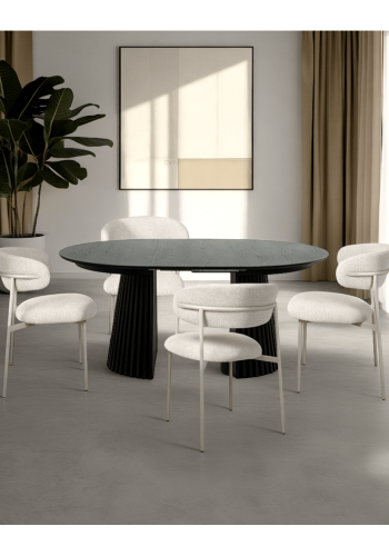 Svendborg spisebord, rund, m. 2 till�gsplader - sort egetr�sfin�r (�120)