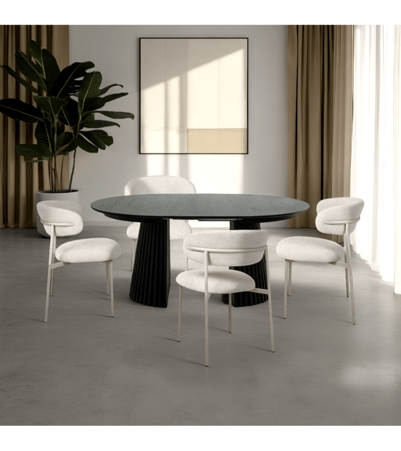 Svendborg spisebord, rund, m. 2 till�gsplader - sort egetr�sfin�r (�120)