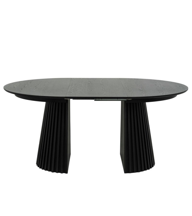 Svendborg spisebord, rund, m. 2 till�gsplader - sort egetr�sfin�r (�120)