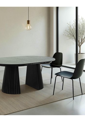 Svendborg spisebord, rund, m. 2 till�gsplader - sort egetr�sfin�r (�120)