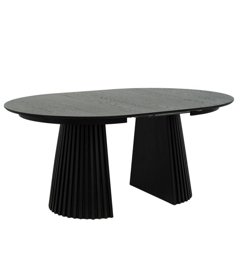 Svendborg spisebord, rund, m. 2 till�gsplader - sort egetr�sfin�r (�120)