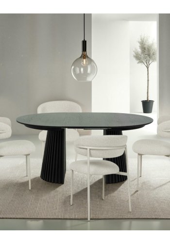 Svendborg spisebord, rund, m. 2 till�gsplader - sort egetr�sfin�r (�120)