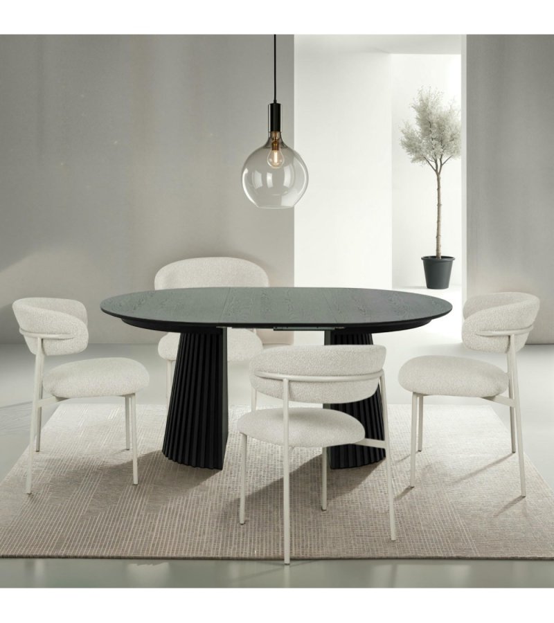 Svendborg spisebord, rund, m. 2 till�gsplader - sort egetr�sfin�r (�120)