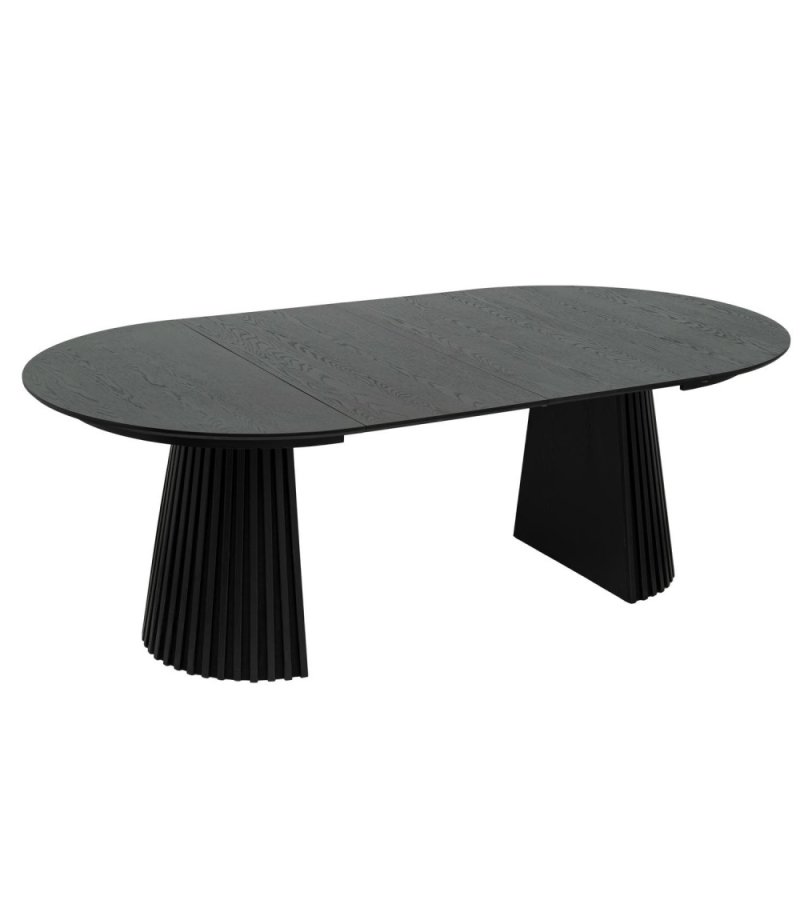 Svendborg spisebord, rund, m. 2 till�gsplader - sort egetr�sfin�r (�120)