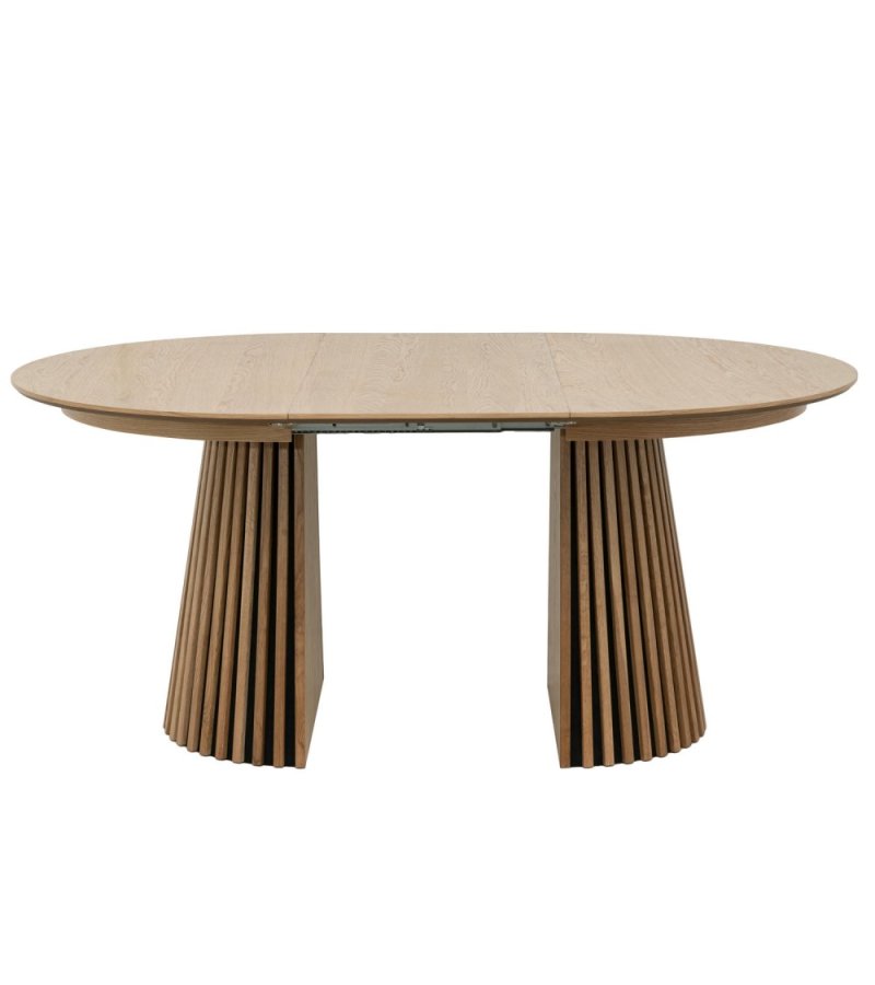 Svendborg spisebord, rund, m. 2 till�gsplader - natur egetr�sfin�r (�120)