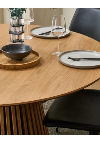 Svendborg spisebord, rund, m. 2 till�gsplader - natur egetr�sfin�r (�120)